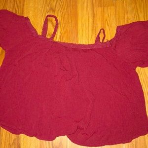 Burgundy Off Shoulder Crop Top